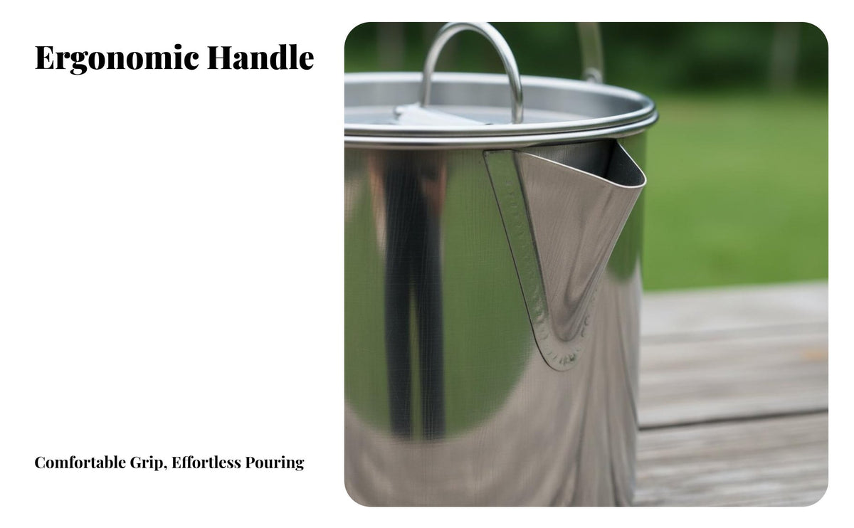 Stainless Steel Camping Kettle Lightweight 1.2L Outdoor Tea Kettle Versatile Use Stainless Steel Camping Pot for Campers, Backpackers, Hiking, Picnic
