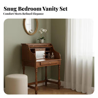 lift-top with Hidden Mirror Musical Instrument Designdesign Vanity Desk Multi-Compartment Storage Dressing Table Space-Saving Bedroom Furniture Includes Matching Stool for Makeup fans, Women, Teenagers, Apartment, Dorm Room