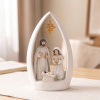 Tabletop Nativity Scene Religious Nativity Ornament Arched Statue Indoor for Display Cabinets