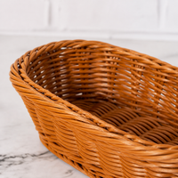 Woven Storage Basket, Ingot Shaped Pantry Storage Containers, Vintage Brown Synthetic Material Basket for Snacks, Sundries
