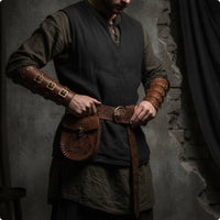 3 Pieces Renaissance Accessories Belt with Pouch and Bracers Medieval Costume Accessory Ensemble Vintage-Vintage-Themed Cosplay Battle Gear