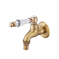 Wall-Mounted Faucet Vintage Brass Cold-Water Faucet Easy Control Bibcock for Laundry Room, Garden