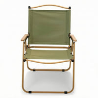 Foldable Folding Chair with Wooden Armrests Wear-Resistant Folding Camping Chair Long-Lasting Furniture Stable for Fishing