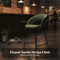 Nordic Design Metal High Stool with rearrest Modern Minimalist design Highrear support Metal Stool Built-in Footrest Counter Chair sturdyDuty for Homeowners, Business Owners, Adults, Home Bar, Kitchen, Cafe, Restaurant