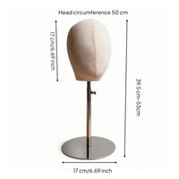 Adjustable-Height Mannequin Head with Stand Stainless Steel Hat Display Head Sturdy Hat Display with Base Long-Lasting for Studio