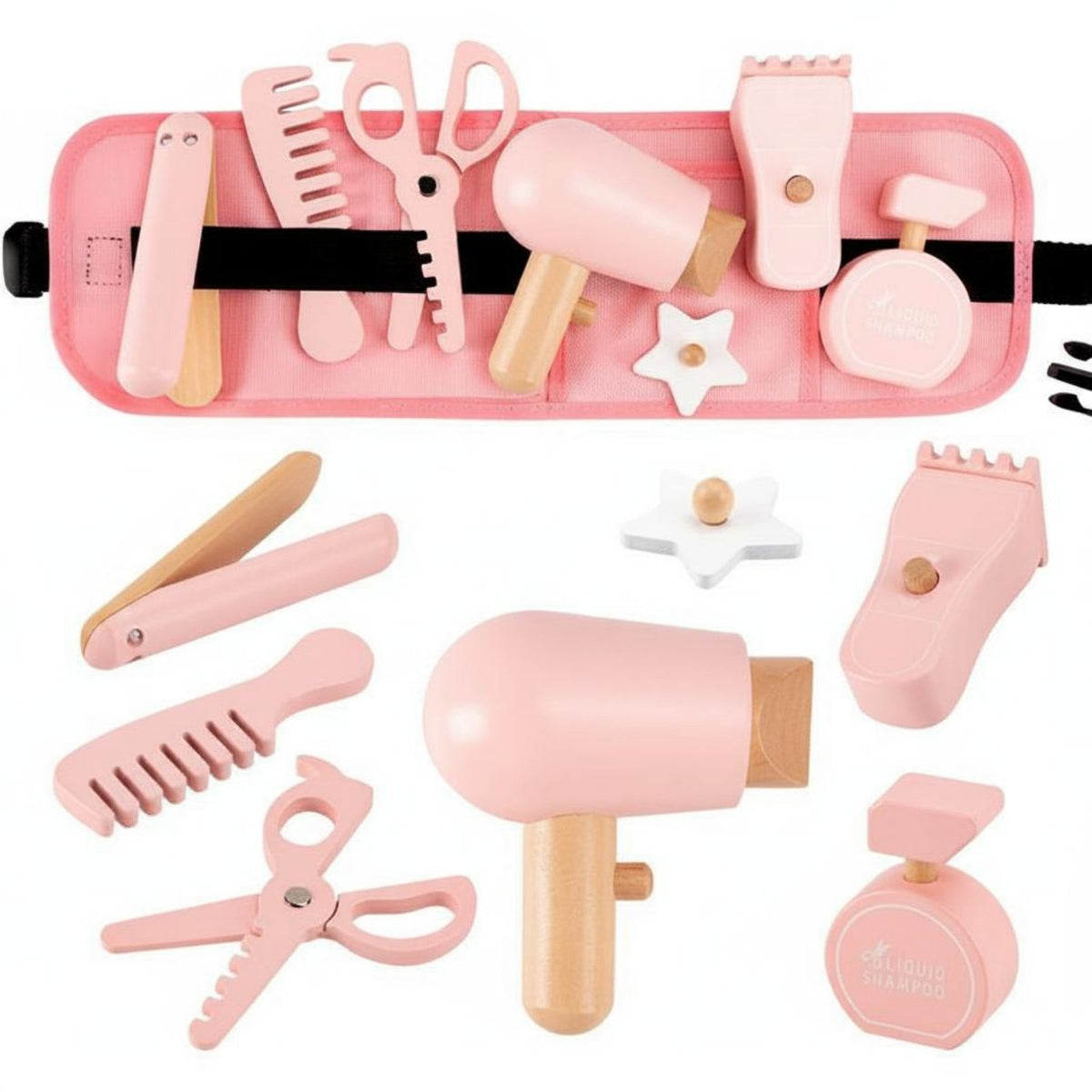 Early Education Career Role Play Waist Bag Set Develops Fine Movement Skills Wooden Role Play Tool Kit Sparks Creativity Kids Pretend Profession Toy Set for Toddlers, Cosplay