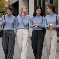 Women's Fleece Lined Turtleneck Sweater Winter Warm Knitted Base Layer Top