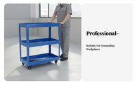 Rolling Workshop Cart Multi-Functional Portable Workstation Trolley Easy Mobility 3-Tier Tool Cart for Technicians, DIY Enthusiasts, Auto Repair Shop