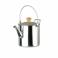 Stainless Steel Campfire Kettle Portable Outdoor Tea Pot Wooden Knob Lid Camping Water Boiling Pot for Backpacking