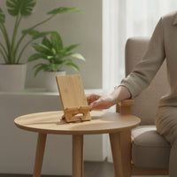 Wooden Phone Stand Handshands-off Desktop Phone Holder Wooden Stand with Ledge Minimalist Angled for Desk, Screen Calls