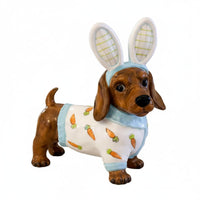 Dachshund Rabbit Statue Cute Design Resin Sausage Dog Sculpture Lasting Color