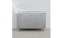 Rust-Resistant Stainless Steel Kitchen Cabinet Easy to Clean Kitchen Workstation with Sink Hygienic Surface Work Table with Cabinet Heavy-Duty for Small Business Owners, Renters, Workshop, Garage, Laundry Room