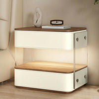 Modern Design Illuminated Nightstand with Wireless Charging Minimalist Aesthetic Illuminated Charging Cabinet Integrated light-emitting diode Lighting Bedside Table tap Control for Homeowners, technology lovers, Students, Home, Apartment, Guest Room