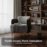 Houndstooth Accent Chair Nordic Design Upholstered Armchair Minimalist Design Ergonomic Rearrest for Adults, Living Room