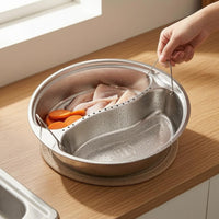 Stainless Steel Divided Steamers Tray Heat Resistant Perforated Steaming Basket Dishwasher Stainless Steel Steamer Plate