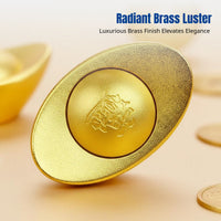 Chinese Brass Ingots Decor, Rotatable Copper Wealth Symbol Handpiece, Feng Shui Home & Office