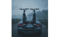 Hanging-Style Trunk Bike Rack Adjustable Rear Bike Carrier Padded Strap-on Bike Rack Compact for Cyclists, Travelers