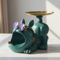 French Canine Key Bowl Multi-Functional Canine Key Holder Creature Storage Sculpture Fun Design Wide-Opening Dog Candy Dish