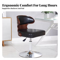 Adjustable Height Armless Rolling Chair 360-Degree rotate Household Furniture Ergonomic supportrest Vanity Stool Comfortable padding for Students, Home Office Workers, Adults, Study Room, Bedroom