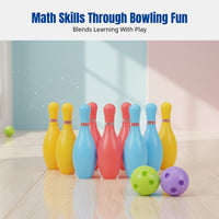 Kids Indoor Bowling Set, Plastic Pins and Balls, Educational Number Game, Cartoon Design, Parent-Child Interaction, Gift Box