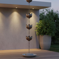 Rain Chain Weatherproof Lotus Cup Rain Chain Easy Installation for Courtyard