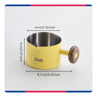 Graduated Espresso Cup with Wooden Handle Spill-Resistant-Drip-Proof Espresso Cup with Handle Secure Grip Milk Pitcher with Spout Non-Slip for Coffee Lovers, Cafe