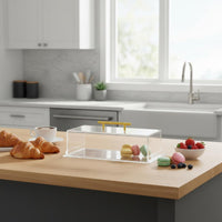 Acrylic Pastry Display Box Transparent Pastry Display Case with Lid Rectangular Cake Cover for Party
