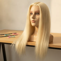 Handmade Mannequin Head with Shoulders Washable Cosmetology Mannequin Head Vinyl Hairdressing Doll Silicone for Hairdressers