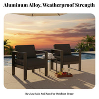 Sofa and Armchair set with Table Waterproof Outdoor Furniture sun-protected Protected Patio Seating Group for Families, Adults, Sunroom, Garden, Backyard