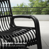 3 Pieces sun-resistant 3-Piece Woven Chat Set Rainproof outdoordoor Furniture Weather-Resistant space-saving Design for Hotel Managers, Guesthouse Owners, Balcony, Courtyard, Garden, rearyard