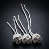 Ceramic Lamp for Home Lighting, MR16 15cm Ceramic Lamp Holder with Individual Wires, 85-220A Rated Current for DIY Lighting