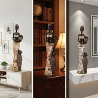 African Woman Figurine Hand-Painted African Woman Statue Decor Ethnic-Inspired Gold-Tone for Homeowners, Living Room, Shelf
