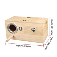 Metal Reinforced Nesting Box, Pine Wood Avian Box, Avian Nesting for Small Finch Breeding, External Mount with Perch and Wood Shavings