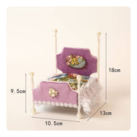 1:12 Scale Dollhouse bed Decorative 1:12 Scale Doll  Lavender Velvet Look Mini Princess Bed for Model Scene