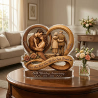 Anniversary Plaque with Base Timeless Heart Plaque with Base High-Gloss Decor for Couples, Wedding, Mantel, Shelf