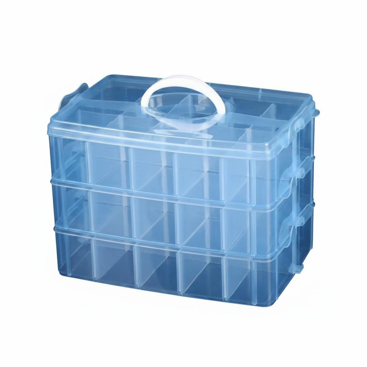 3-Layer Storage Box Multipurpose Transparent Organizer Box Stacked Design Portable Craft Organizer for Bedroom