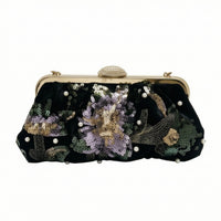 Evening Purse with Pearl Handle Elegant Evening Bag with Chain Strap Embroidered Clutch Bag for Weddings