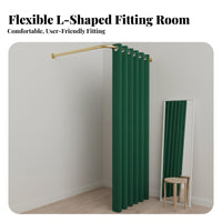 Space-Saving Design L-Shaped Changing Room Easy to Install Corner Fitting Room Sturdy Frame Retail Changing Booth Effortless Sliding Rings for Boutique Owners, Retailers, Customers, Shopping Mall, Temporary Shop, Office, Bedroom