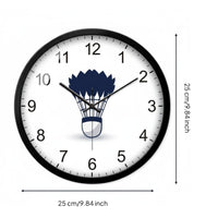 Badminton Theme Clock Non-Ticking Shuttlecock Wall Clock Minimalist Design Modern Decorative Timepiece for Gym, Bedroom, Living Room