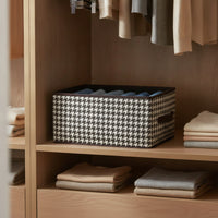Houndstooth Storage Box Collapsible Textile Storage Box Closet Organizer Space-Saving Reinforced for Wardrobe, Shelves
