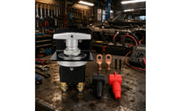 Metal Mounting Plate Rotary Battery Disconnect Switch Brass Terminals 12V Battery Disconnect Switch Copper Lugs Insulating Sleeves