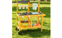 Wooden Mud Play Kitchen Stand Grill Section Backyard Cooking Set Wood