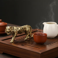 Chinese Astrological Tiger Figurine Detailed Craftsmanship Vintage Tiger Paperweight Handmade Desk Ornament for Collectors, Study Room, Office
