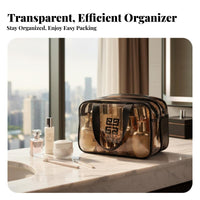 Water-Dry Partition Separation Bag Waterproof Transparent Cosmetic Bag Large Capacity Transparent PVC Travel Pouch for Trip Ers, Women, Gym