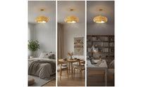 Birdcage Bamboo Ceiling Fan Woven Ceiling Fan with Light Rustic Fandelier Compact for Bedroom