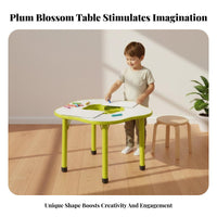Flower Shaped Kids Table Rounded Edges Adjustable Height Play Table Anti-Skid Feet Kids Drawing Desk for Preschoolers, Young Children