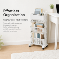 Craft Storage Trolley, Elegant White Rolling Storage Cart with Removable Drawers, Movable Storage Drawers for Art Supplies