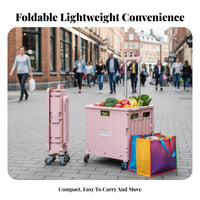 Lightweight Foldable Utility Cart Telescoping Handle Folding Utility Cart Large Capacity Portable Shopping Trolley Multifunctional for Campers, Travelers, Shoppers, Camping, Travel, Home Use, Outdoor