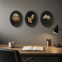 3 Pieces Framed Oval Wall Decor Decorative Abstract Framed Art Gift Idea Oval Wall Frame for Living Room