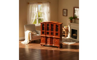 Wooden Dollhouse Miniature Storage Cabinet Freestanding Miniature Cabinet with Glass Doors Vintage Mini Cupboard Transparent for Miniaturists